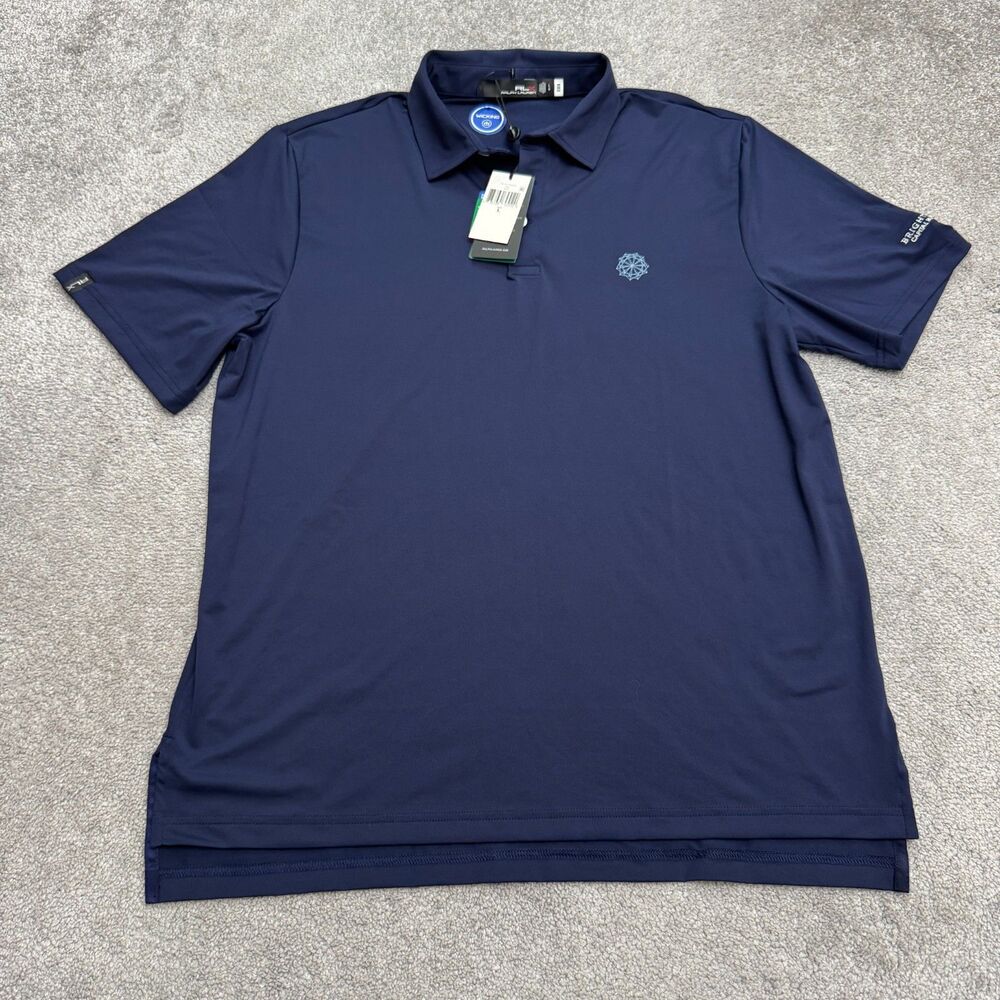 RLX Ralph Lauren Golf Polo Shirt Mens Large Navy Blue Wicking Stretch Sport NWT
